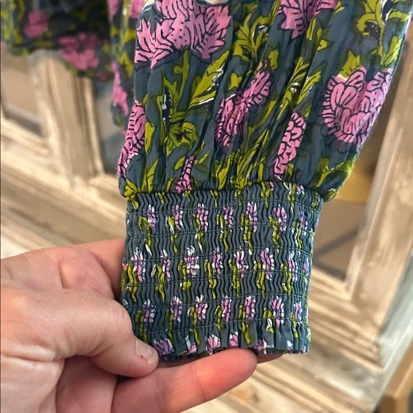 Rachel Zoe Blue and Pink Cotton Floral Top - Picture 8 of 8